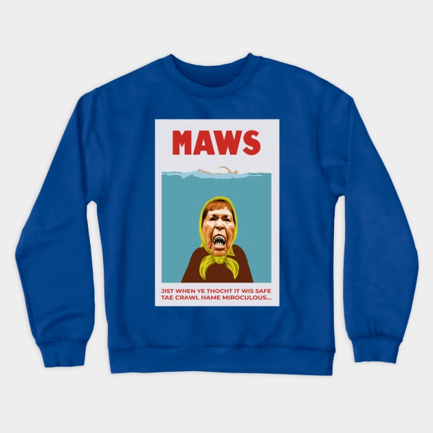 Spoof Scottish Jaws Movie Poster Crewneck Sweatshirt by TimeTravellers